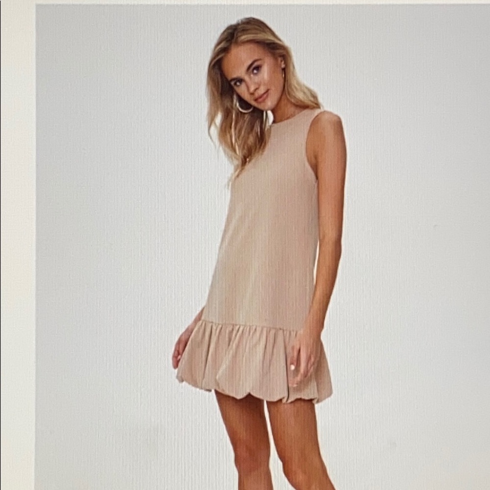 Flounce-Hem Tank Dress- Tan - Size: Small